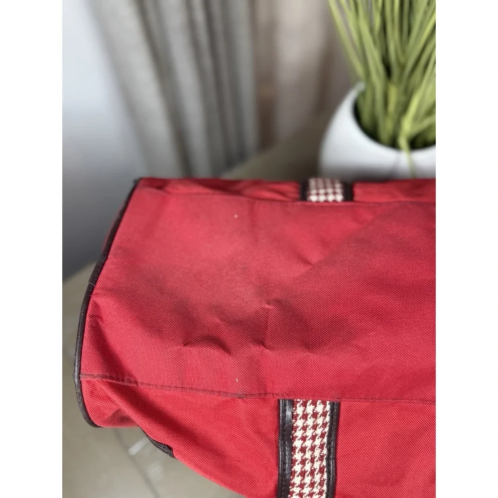 Vintage Tommy Hilfiger Red Tote‎ Duffle Bag houndstooth Straps 90s Fashion